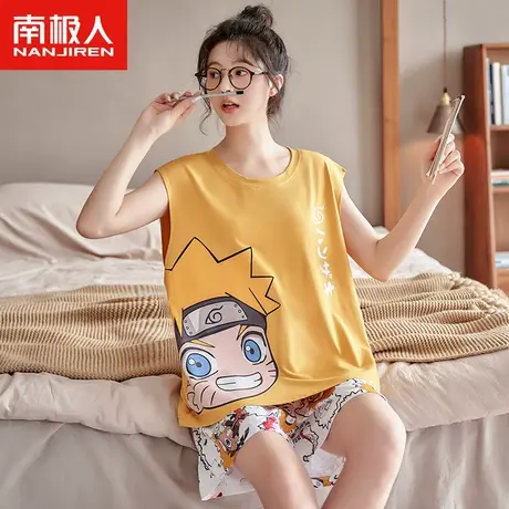 凉感睡衣女夏天莫代尔无袖背心套装夏季清爽冰丝动漫卡通图家居服图片