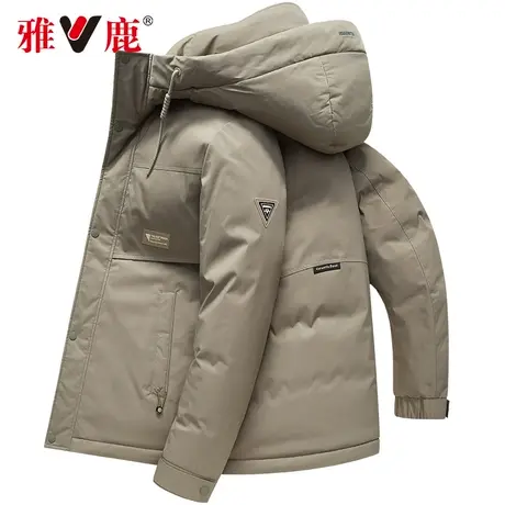 雅鹿短款羽绒服男冬季时尚防风连帽2022新款加厚休闲保暖潮牌外套商品大图