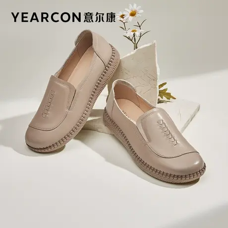 意尔康女鞋真皮妈妈鞋软底防滑舒适豆豆鞋闰月鞋单鞋女中老年皮鞋商品大图