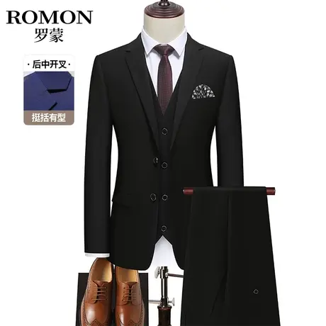 罗蒙男士西服套装商务职业正装韩版三件套新郎伴郎结婚礼服西装男图片