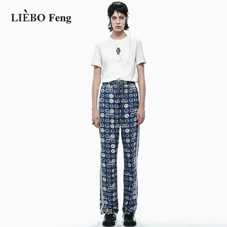 裂帛LIEBOFeng小众原创甜酷活泼俏皮印花街头盐系显高宽松休闲裤图片