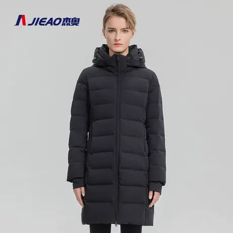 杰奥简约收腰中长款羽绒服90鹅绒冬连帽羽绒服商场同款商品大图