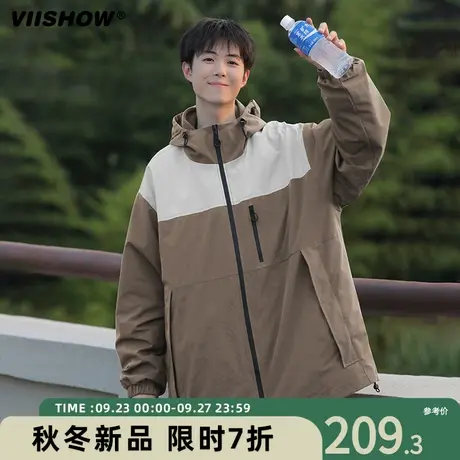VIISHOW三合一冲锋衣男秋冬季宽松保暖工装棉服潮牌休闲连帽夹克商品大图