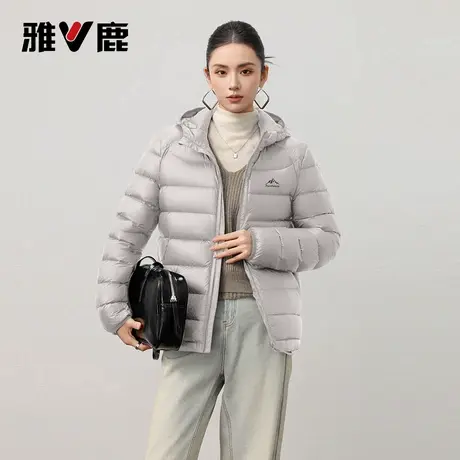 雅鹿秋冬季连帽轻薄羽绒服女款2025新款高蓬超轻排骨情侣款羽绒服商品大图