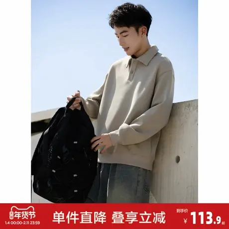 唐狮2026秋冬季polo领卫衣男士美式宽松翻领休闲风男款上衣图片