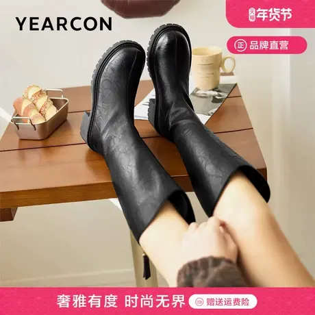 意尔康长靴女2025秋冬新款高筒骑士靴超火个性过膝瘦瘦靴百搭靴子图片