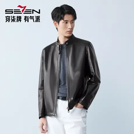 【绵羊皮】柒牌男装立领机车2026春季新款防风时尚潮酷中青年皮衣商品大图