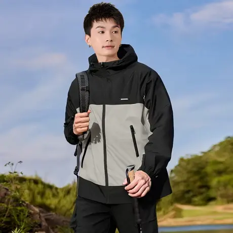 唐狮春秋季男士休闲外套户外工装夹克连帽撞色外套春装男外套TD商品大图