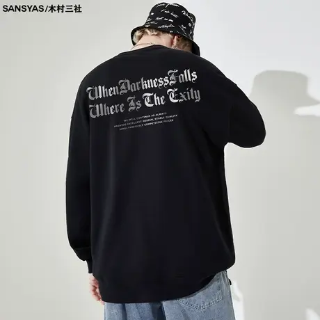 木村三社SANSYAS 字母哥特美式高街潮牌卫衣男大码宽松纯棉冬季衣商品大图