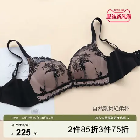 芬怡「特软杯」薄款内衣女性感蕾丝大胸显小仿钢圈聚拢文胸EV156图片