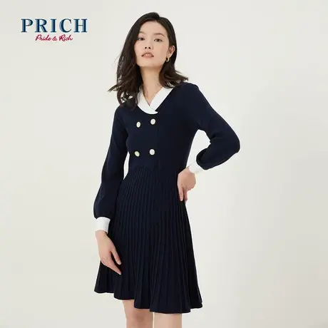 PRICH【商场同款】春秋新款气质显瘦针织连衣裙优雅通勤长袖裙子图片