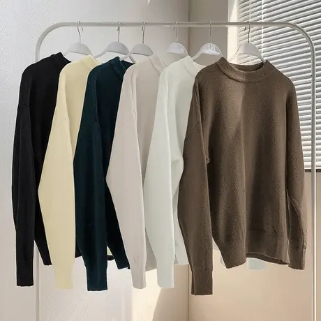 男士毛衣2023新款冬季美式潮流宽松外穿软糯慵懒毛衫圆领针织线衣商品大图