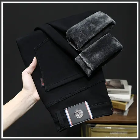 冬天冬季加绒保暖男装休闲牛仔裤子秋冬款加厚防寒西裤2023年新款商品大图