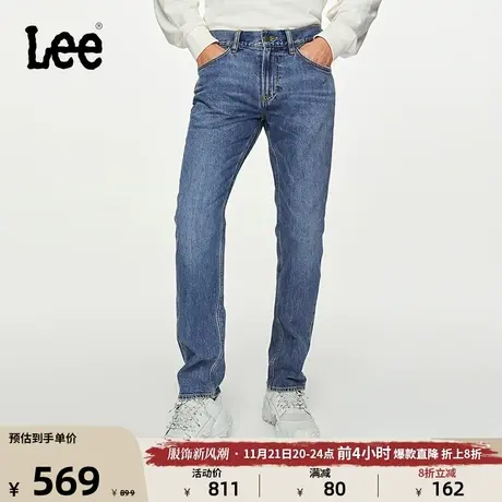 Lee商场同款23秋冬新品723修身直脚中深蓝男牛仔裤潮LMB1007233SP商品大图
