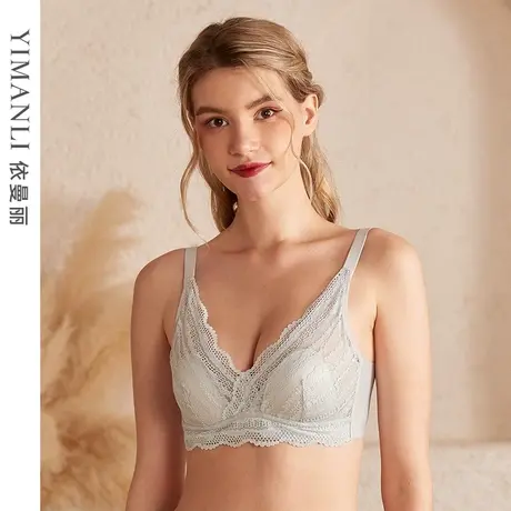 依曼丽薄款无钢圈内衣女大胸显小胸缩胸大码收副乳防下垂性感文胸商品大图