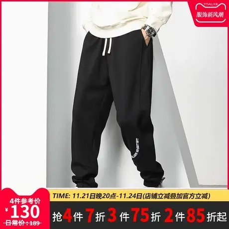 GxxH大码男装2023冬季新款男士潮牌加绒加厚休闲百搭运动长裤商品大图
