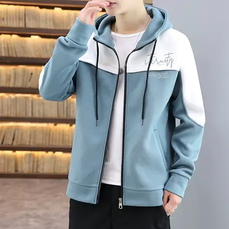 2023年男士夹克春秋季薄款连帽开衫卫衣时尚潮牌青年休闲百搭外套商品大图