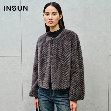 INSUN恩裳奥莱2023冬季母貂貂皮大衣皮草外套图片