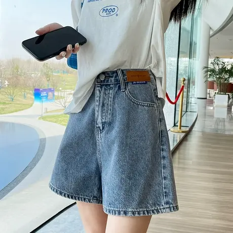 牛仔短裤女2023年新款夏季薄款高腰显瘦阔腿宽松a字大码热裤ins潮图片