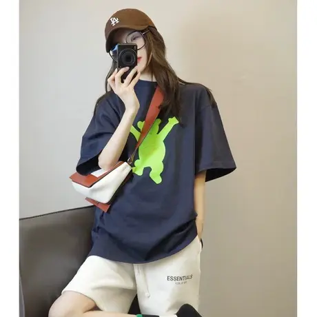 纯棉港风运动服套装女夏季薄款宽松短袖短裤小个子时尚休闲两件套商品大图