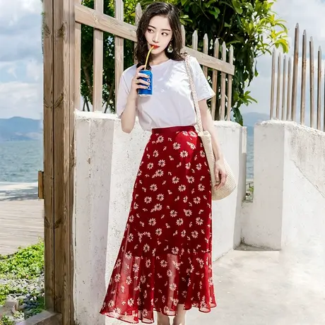 夏季马尔代夫沙滩裙女两件套装普吉岛海边度假超仙性感雪纺长裙子图片