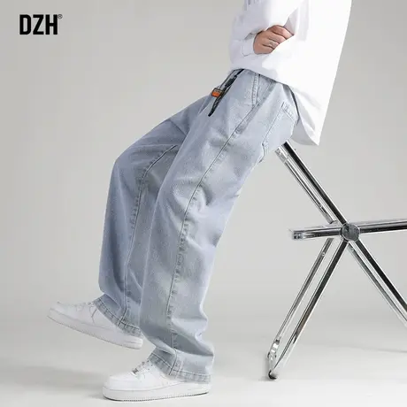 男士浅色直筒牛仔裤男春夏款痞帅高级感裤子ins潮百搭宽松裤长裤商品大图