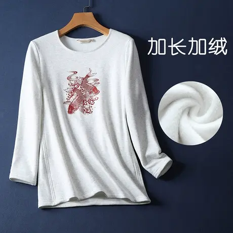 中长款加绒卫衣加厚无帽不连帽不收口修身显瘦包屁股花色保暖上衣商品大图