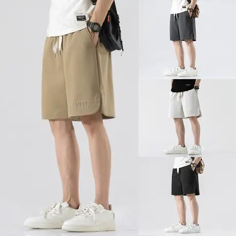 夏季薄款卡其色针织五分休闲短裤男士马裤男款中裤男裤子夏天男生商品大图