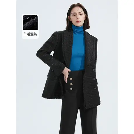 朗姿羊毛法式修身显瘦气质高级感职业外套正装西装女秋冬奥莱西服图片