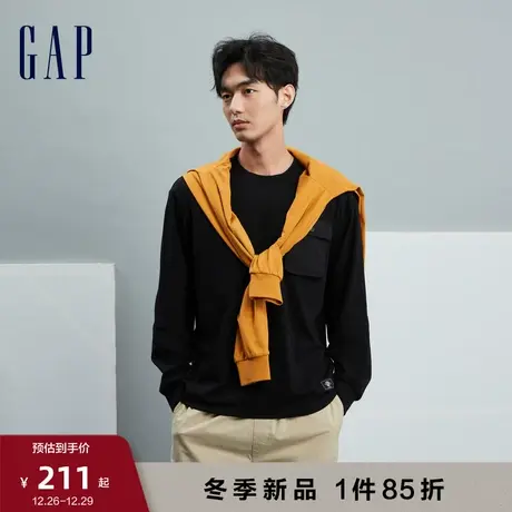 Gap男装春秋纯棉柔软时尚工装风长袖T恤时尚宽松休闲上衣841249商品大图