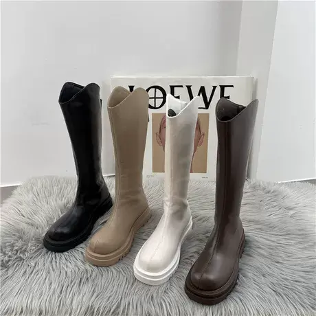 长筒靴女骑士靴2022年新英伦风厚底马丁靴春秋季单靴子高筒靴子女图片