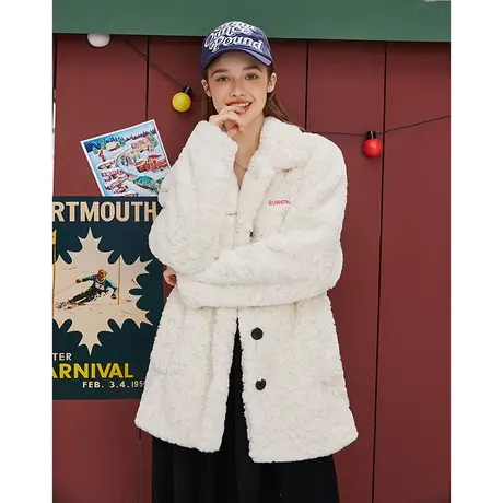 a022023冬季新款个性舒适轻柔毛绒长袖上衣休闲宽松保暖女式外套图片