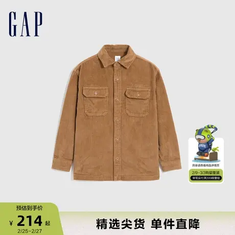 Gap男童秋季灯芯绒工装风廓形衬衫儿童装潮流洋气保暖上衣780255商品大图