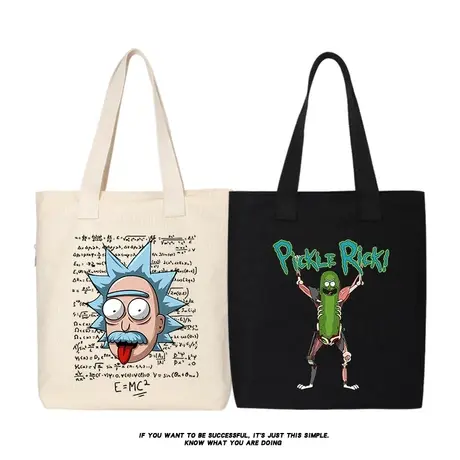 秀洛瑞克和莫蒂学生帆布包布单肩包手提包袋斜挎包手拎手拎购物袋商品大图