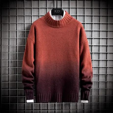 男士冬季毛衣2023新款潮流韩版渐变色加厚保暖上衣个性百搭打底衫图片
