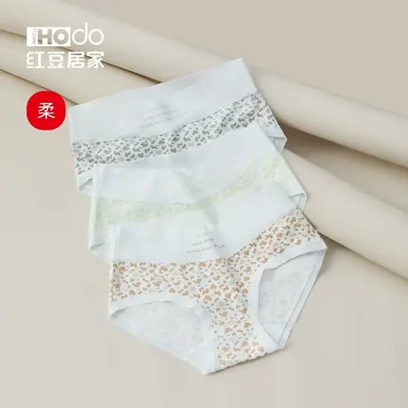 红豆女士内裤可爱印花莫代尔棉抑菌底裆无痕三角裤少女中腰短裤女商品大图