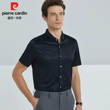 【桑蚕丝】皮尔卡丹男士夏季衬衫商务休闲正装免烫薄款凉感衬衣男图片