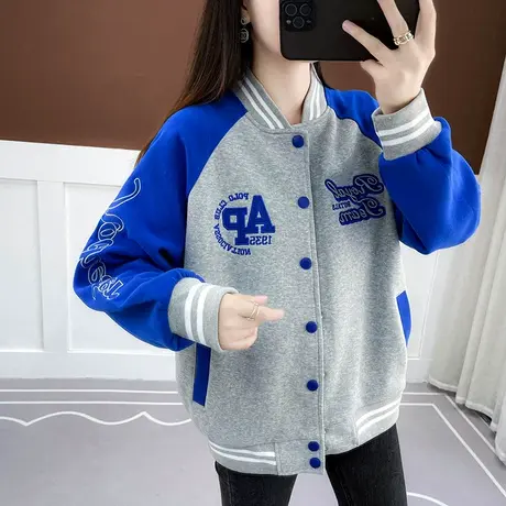 棒球服女2023年新款春秋装秋季上衣爆款女士外套宽松开衫卫衣爆款图片