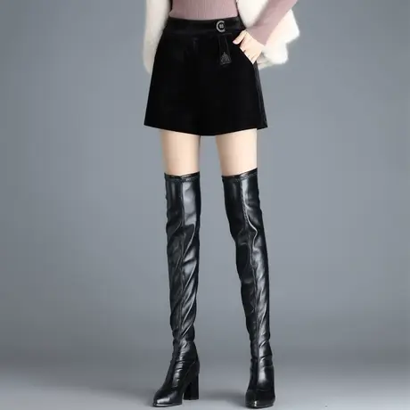 黑色短裤女秋冬2023新款高腰阔腿裤显瘦外穿百搭休闲裤时尚靴裤子图片