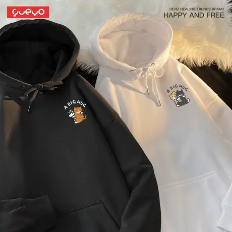 【七夕】悦游 猫狗抱抱 春秋情侣装加绒情侣卫衣哈士奇橘猫ins风商品大图