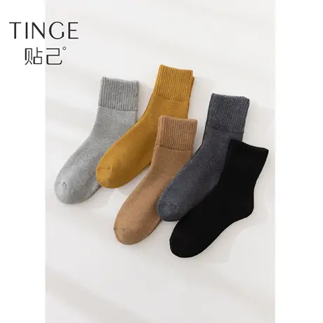 5双TINGE中筒袜加厚保暖袜子堆堆袜女学院JK风短袜睡眠袜秋冬图片