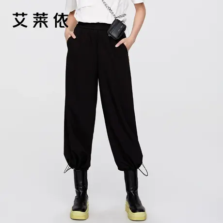 艾莱依裤子女2022年夏季新款运动感束脚裤直筒休闲时尚感工装长裤商品大图