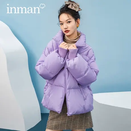 茵曼短款羽绒服2023冬季新款小个子茧型面包服白鸭绒轻便保暖外套图片