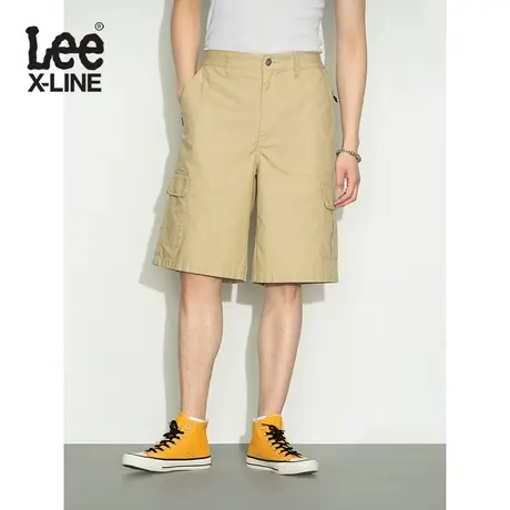 LeeXLINE 22春夏新品松紧腰工装口袋米色男短裤LMB000061100-97W图片