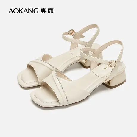 【门店发货】奥康女鞋 新款方跟厚底一字带时装百搭凉鞋图片