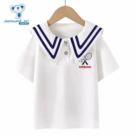 PV真维斯2025夏季新款女童海军领学院风短袖T恤上衣女孩图片