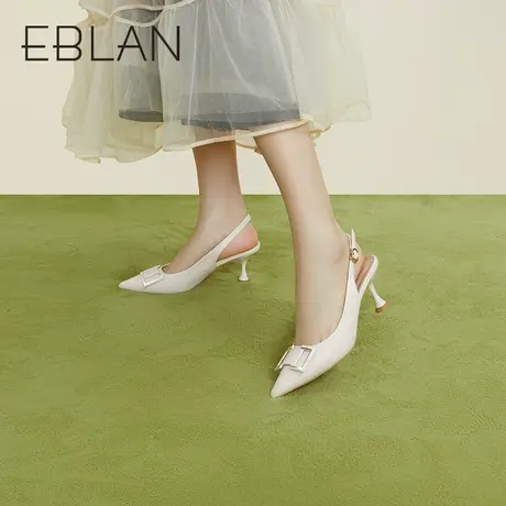 伊伴女鞋春季轻奢时尚凉鞋尖头外穿高跟凉鞋中后空凉鞋通勤单鞋图片