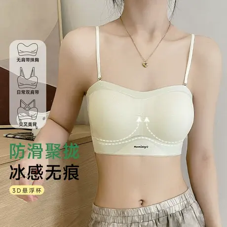 内衣女士胸罩吊带背心文胸无肩带抹胸文胸美背聚拢小胸无痕无钢圈商品大图
