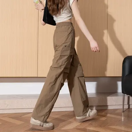 唐狮夏季薄款女工装裤休闲宽松百搭韩亲肤阔腿户外运动纯色潮酷yc图片