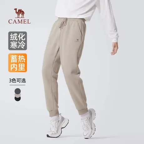 骆驼男装卫裤男2025新款冬季加绒保暖棉感弹力休闲束脚运动长裤子商品大图